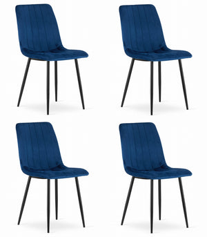 Sedia VALORA JEWA - Design ergonomico in velluto blu navy x 4