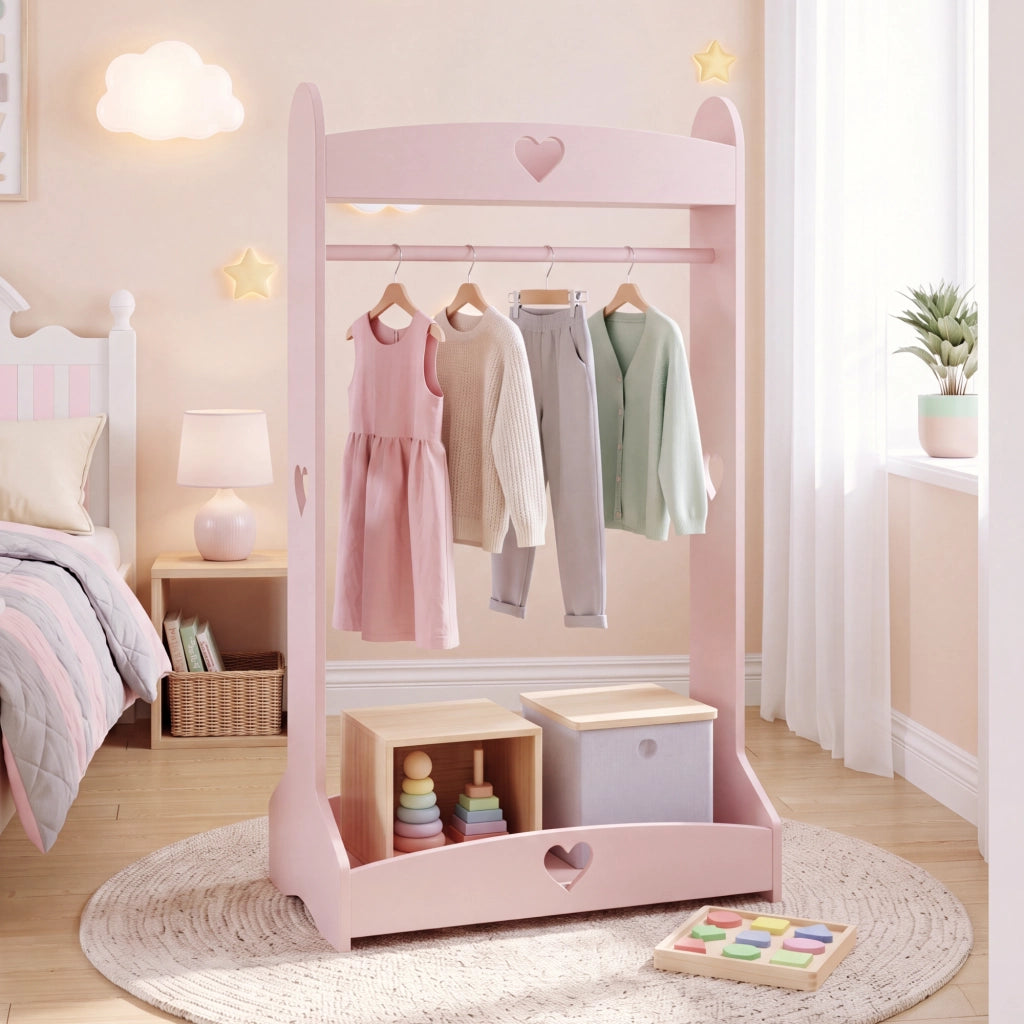 Appendiabiti da Terra Haandsvanssad per Cameretta 126x73x43 cm - Rosa [en.casa]