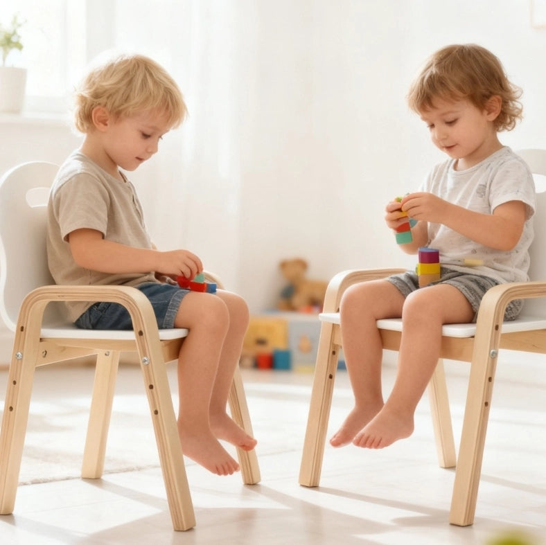 Set di 2 sedie per bambini regolabili in legno bianco