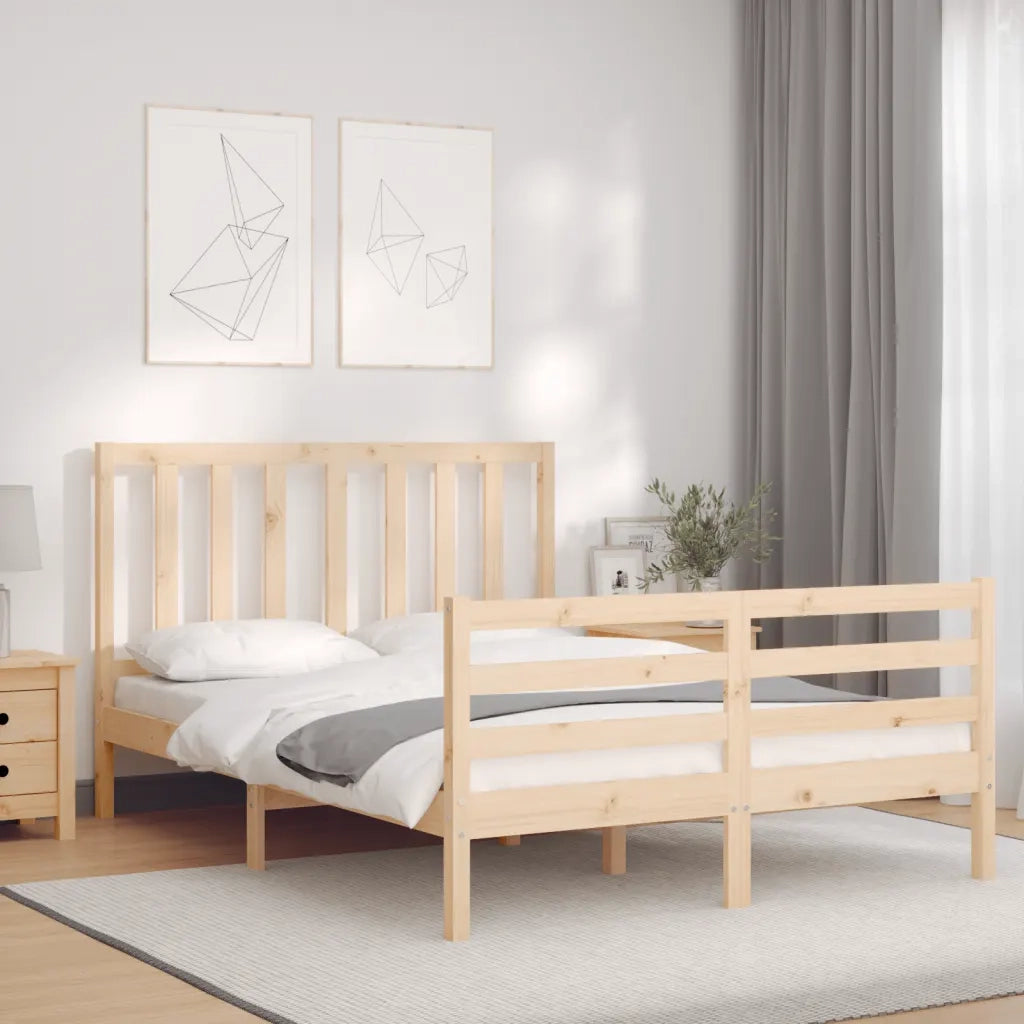Giroletto con Testiera Small Double-Struttura Letto in Legno Massello 744345