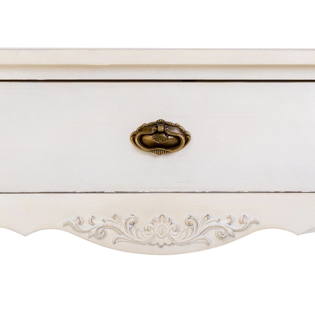 Console in legno laccato bianco invecchiato 88x36x80h cm
