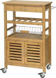 Carrello per cucina in bamboo - 56x92x36 cm