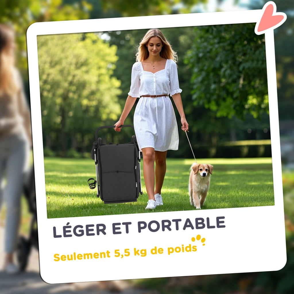 Carrello per cani ¨C zephmum ¨C 4 ruote pieghevole cuscino lavabile grigio