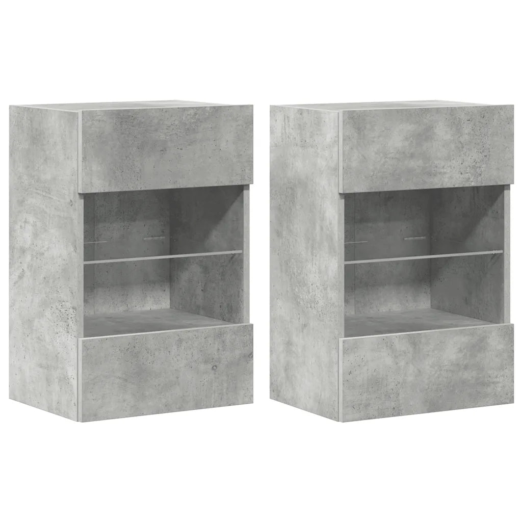 Mobili da parete con luci LED per TV 2pz-Set di 2 Credenza per TV Grigio Cemento 40x30x60,5cm