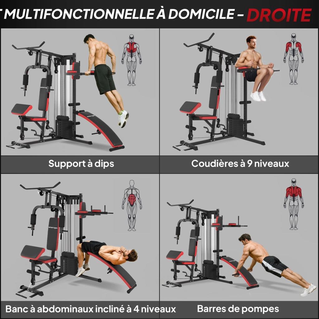 Attrezzatura Palestra Multi Stazione con Pesi ¨C zephmum ¨C 65 kg, Nero e Rosso