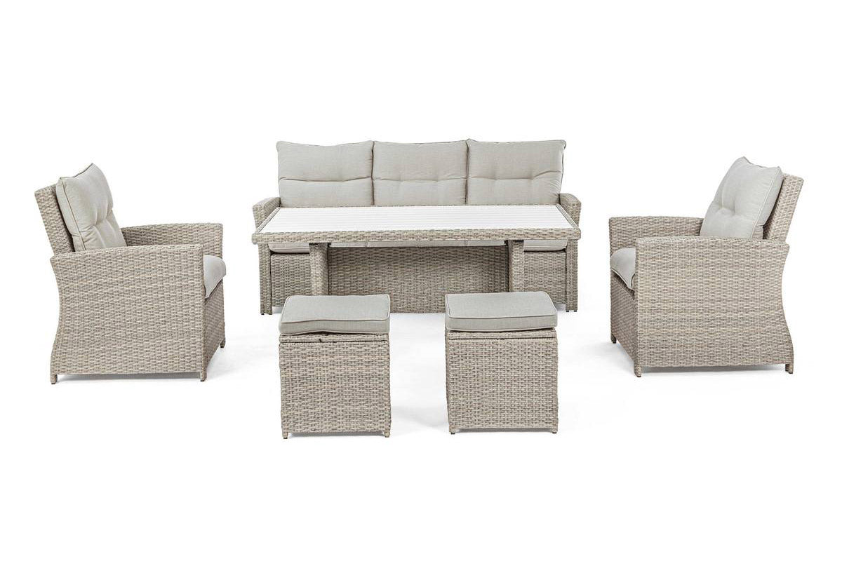 Set Salottino da Giardino Ariel Esterno Divano 2 Poltrone Tavolino 2 Sgabelli