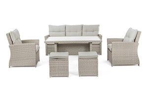 Set Salottino da Giardino Ariel Esterno Divano 2 Poltrone Tavolino 2 Sgabelli