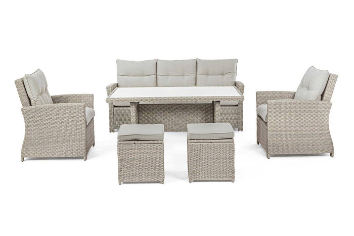 Set Salottino da Giardino Ariel Esterno Divano 2 Poltrone Tavolino 2 Sgabelli