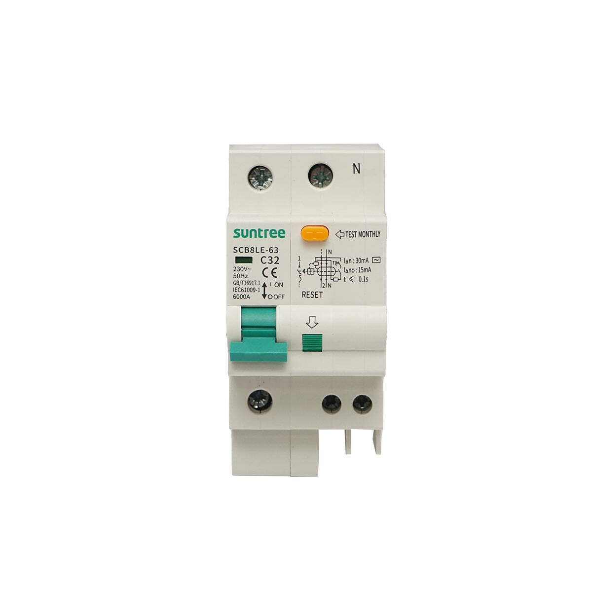 Sicurezza differenziale 1P+N, 32A, 30mA Suntree