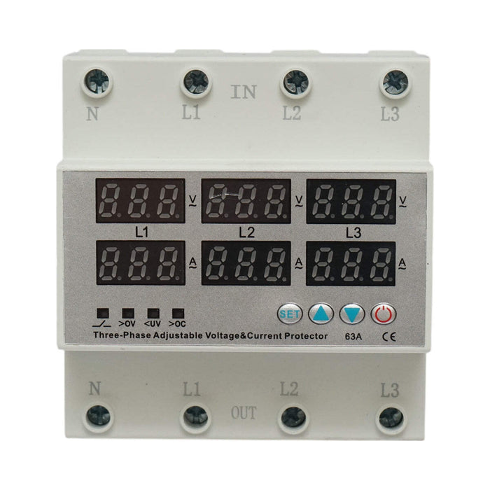 Relè digitale di sicurezza 4P 63A 300V trifase per monitoraggio e protezione da sottotensione e sovratensione Suntree