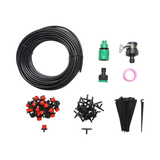 Kit completo per irrigazione a goccia con tubo da 20 m, ugelli, connettori e aste di fissaggio (80 pezzi)
