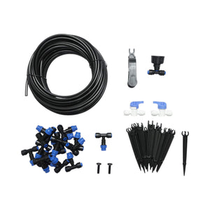 Kit completo per irrigazione a goccia con tubo da 19 m, ugelli, rubinetti e aste di fissaggio (37 pezzi)