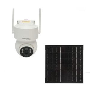 Telecamera di sorveglianza 4 MP con pannello solare 5W, batteria 18650 a ricarica rapida, WIFI 2.4 GHz, rotazione 360° PTZ con sensore di movimento, rilevamento umano PIR, allarme, visione notturna e applicazione iCSee