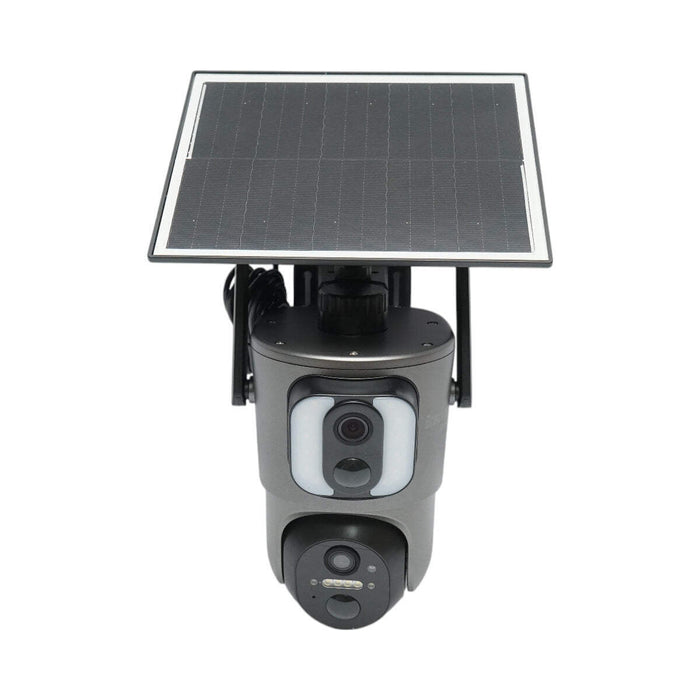 Telecamera di sorveglianza con lente doppia 6 MP, 4G, WIFI 2.4 GHz, pannello solare, batteria da 13.500 mAh, controllo PTZ, sensore di movimento, rilevamento umano PIR, visione notturna IR intelligente e applicazione Ubox