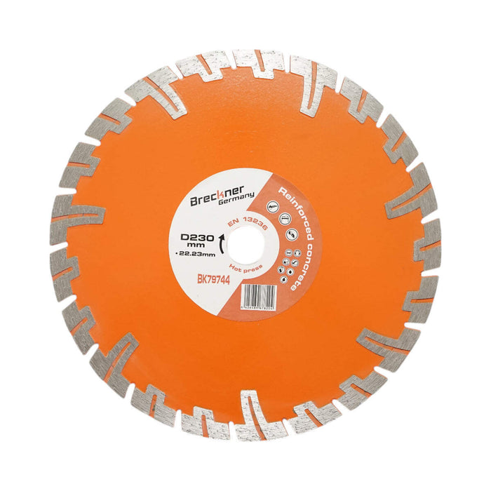 Disco diamantato turbo segmentato 230x22,23 mm, segmento 8 mm per BCA, mattoni, massetto, cemento armato Breckner Germany