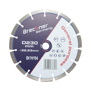 Disco diamantato segmentato 230x22,23 mm, segmento 12 mm per calcestruzzo, pavimentazioni, mosaico, archi, mattoni Breckner Germany