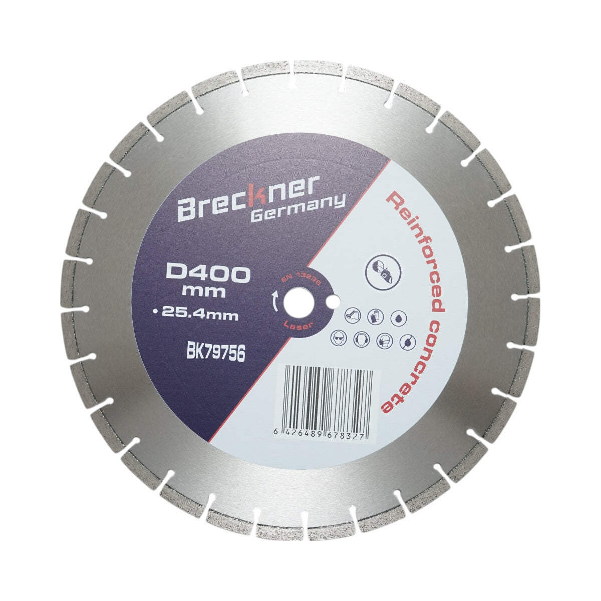 Disco diamantato segmentato 400x25,4 mm, segmento 10 mm per cemento armato, pavimentazioni, archi, pietra dura Breckner Germany