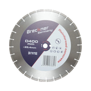 Disco diamantato segmentato 400x25,4 mm, segmento 10 mm per cemento armato, pavimentazioni, archi, pietra dura Breckner Germany