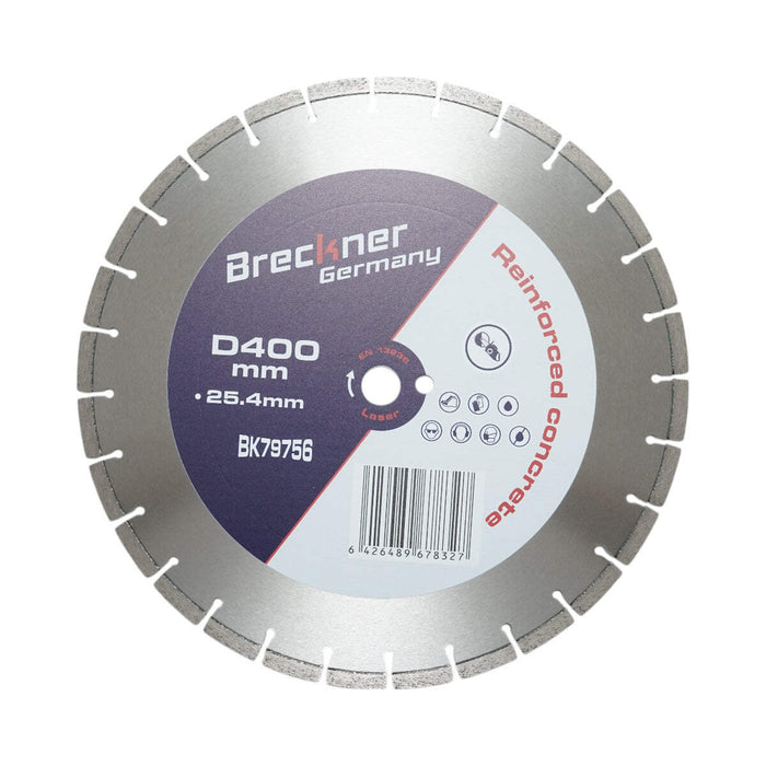 Disco diamantato segmentato 400x25,4 mm, segmento 10 mm per cemento armato, pavimentazioni, archi, pietra dura Breckner Germany