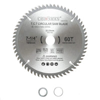 Disco circolare widia per legno 185x22,23mm, max. velocità. Crownman da 8200 giri/min, 60 denti