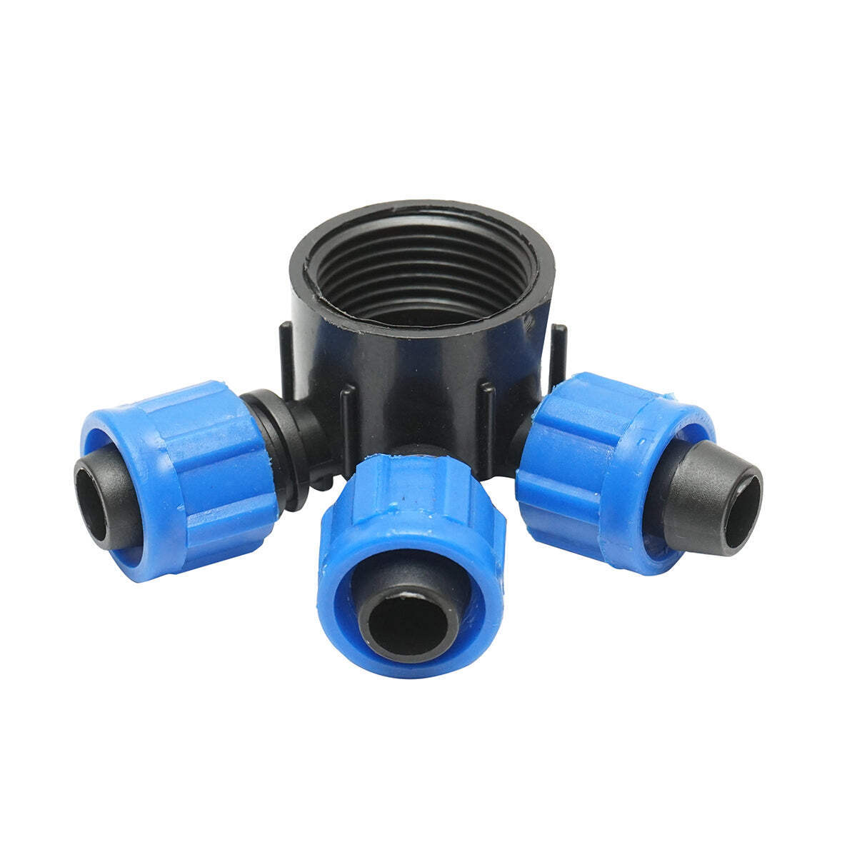 Distributore di connessione per tubo e banda di gocciolamento da 17mm con 3 teste per sistemi di irrigazione