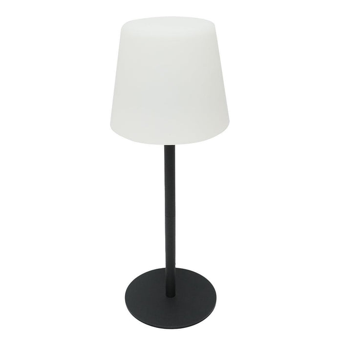 Lampada da tavolo LED ricaricabile per interni ed esterni, 2W, 3.7V 1200mAh, USB 5V 1A, luminosità regolabile, funzione memoria, IP65, nera