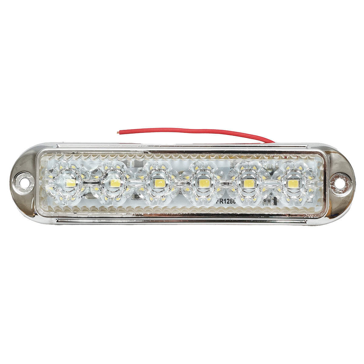 Lampada laterale slim bianca cromata con LED, 12-24V, gialla, Breckner Germany, modello FR1286CR