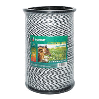 Filo bianco-nero, diametro 4 mm, 3x0.2 mm SS, 500 m per recinzione elettrica, resistenza 9 Ohm, Bourget