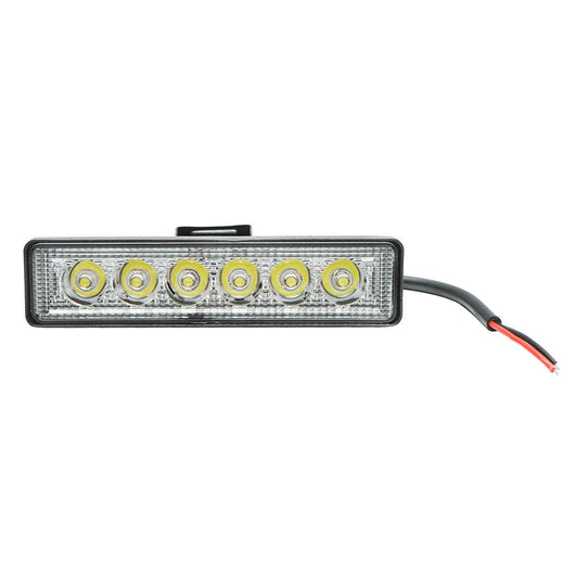 Lampada tipo barra con 6 LED, 10-60V, 18W, angolo di radiazione 30 gradi, tipo spot, 160x43x42 mm.