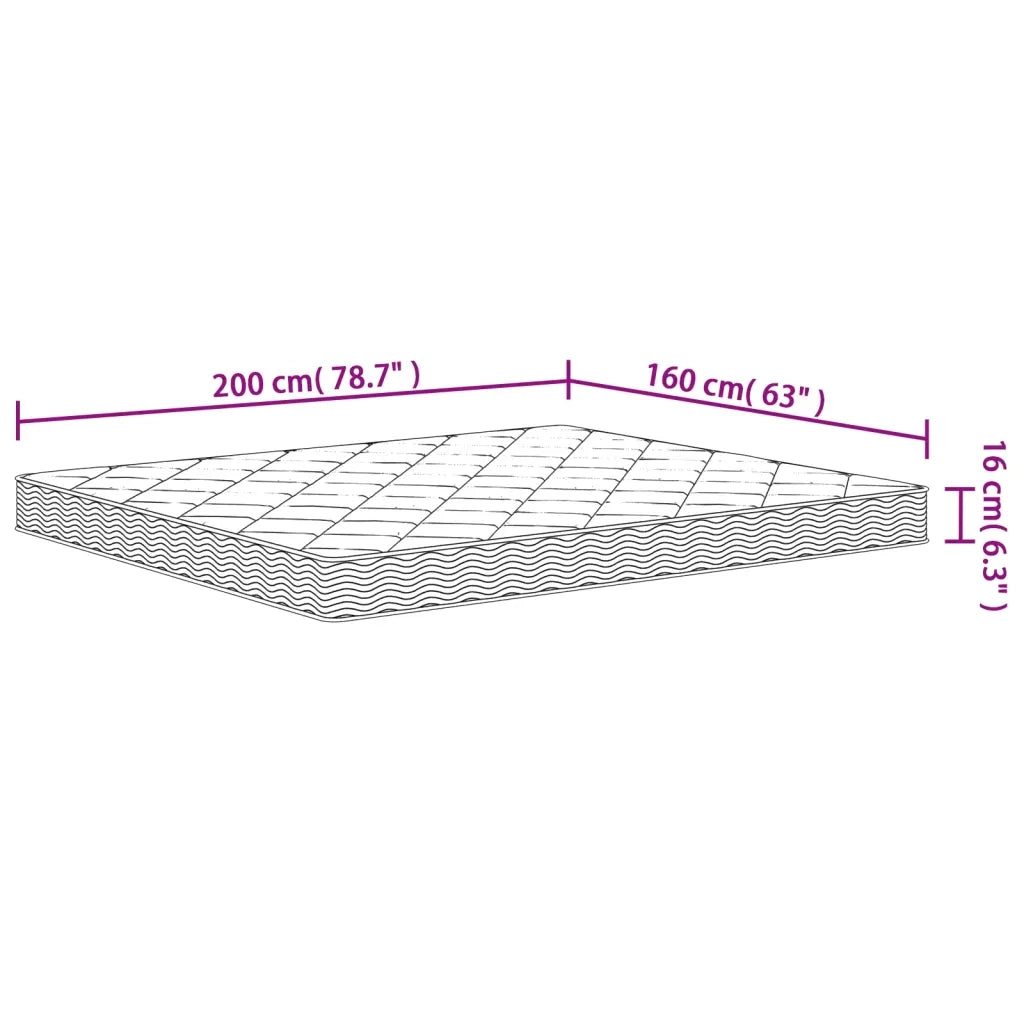 Materasso in Schiuma Mediamente Morbido-Materasso per Letto 160x200 cm 608617