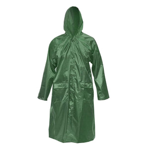 Mantella con cappuccio impermeabile taglia L in poliestere con membrana in PVC, aperture di ventilazione, 2 tasche e cerniera, verde Breckner Germany