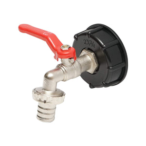 Rubinetto IBC in zinco, adattatore da 2, filetto esterno S60x6, ugello da 0,75, metallo/plastica.