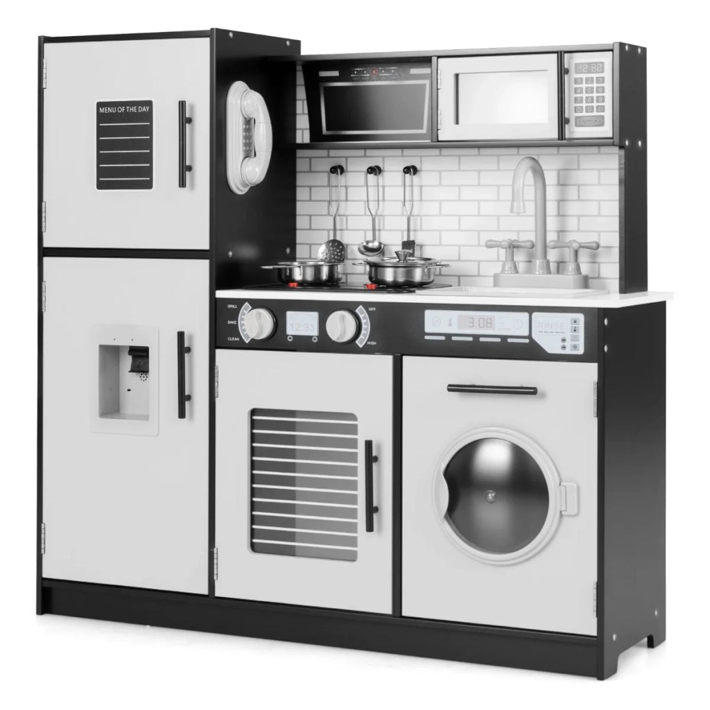 Set da cucina per bambini da 1 pezzo con accessori 82 x 25 x 80,5 cm moderno giocattolo educativo in MDF nero 20_0011633