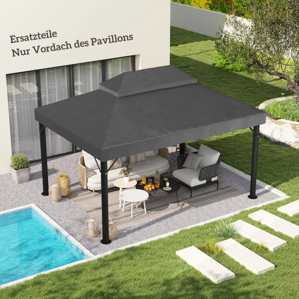 Copertura per Gazebo 3x4 m ¨C Zephmum ¨C Polyester Grigio Scuro UPF30+