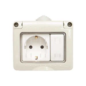 Presa schuko 16A, 250V e interruttore 10 AX, 250V IP 55