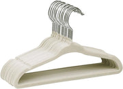 Hangers per neonati con tessuto soffice 28 cm misura bambino 360 gradi rotanti progettazione ultradun design antiscivolo 15 pezzi bianco crema