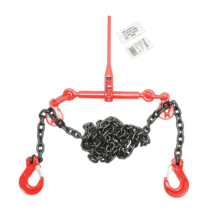 Catena di Ancoraggio con Tenditore a Cricchetto, Capacità 6,3T, Lunghezza 4m, Spessore Maglia 10mm