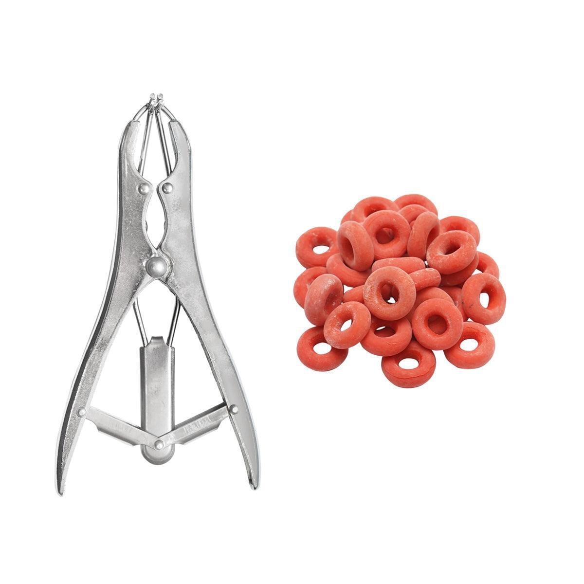 Pinza per castrazione bestiame con 100 anelli Pinza per castrazione per animali con 100 anelli in gomma