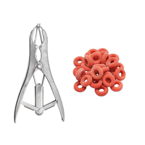 Pinza per castrazione bestiame con 100 anelli Pinza per castrazione per animali con 100 anelli in gomma