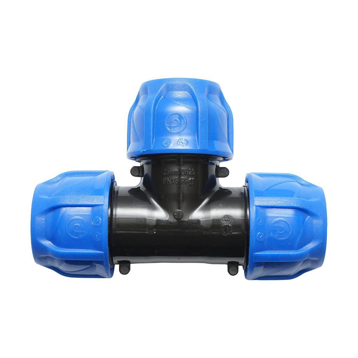 Raccordo a Compressione a T PN16-25X25X25mm per sistemi irrigazione Raccordo/Manicotto/Connettore a T per tubo irigazione