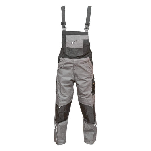 Pantaloni da lavoro con pettorina, tuta in poliestere e cotone, grigi e neri, taglia M Breckner Germany.