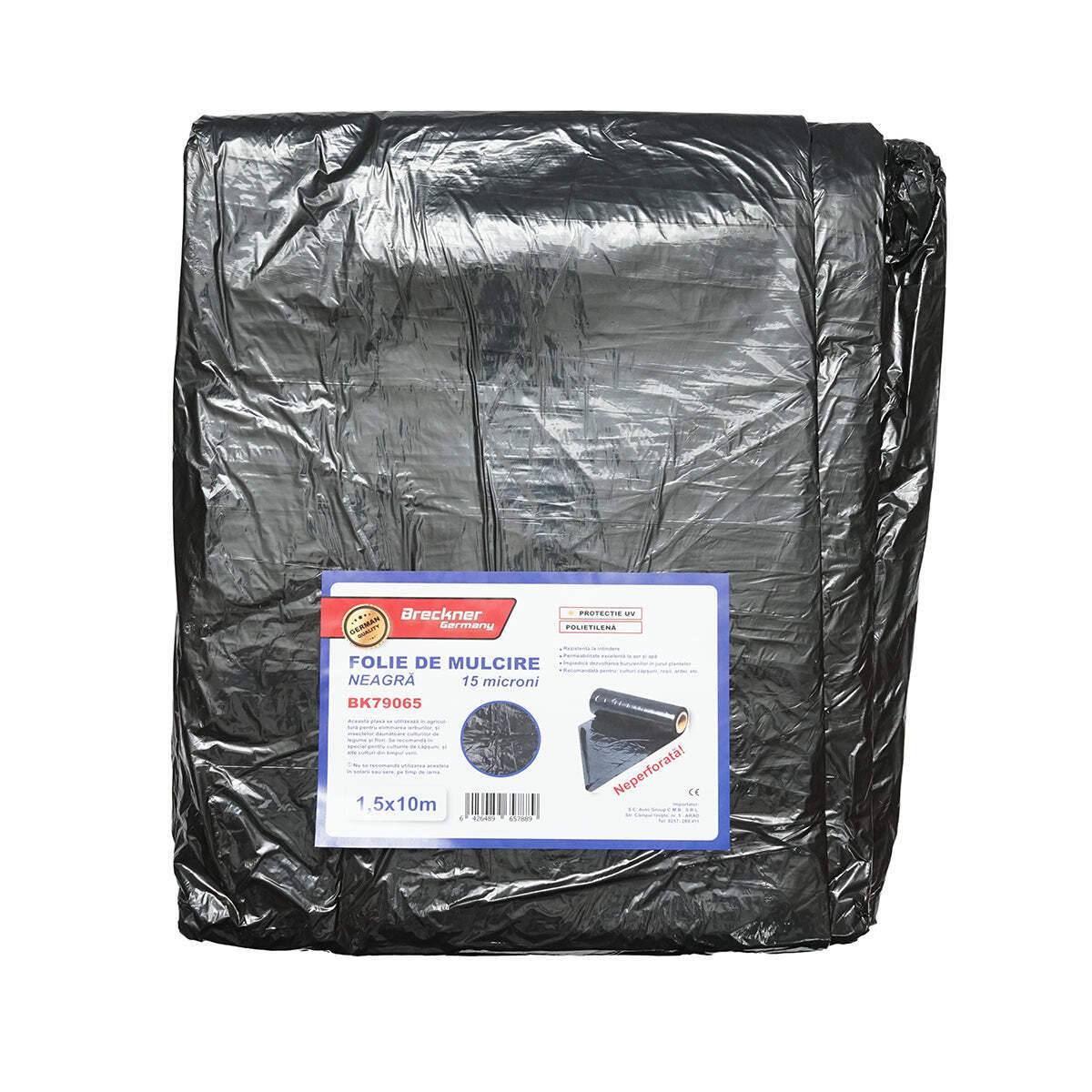 Set 10 pezzi di foglio per pacciamatura, anti-erbacce 1.5x10m, 15 microni, nero non perforato, protezione UV Breckner Germany