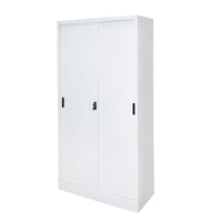 Armadio metallico con 2 ante scorrevoli sicure e 4 ripiani 1900x900x400mm.