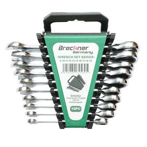 Set di chiavi combinate fisse e inelari con cricchetto 8-19mm, 10 pezzi, Breckner Germany