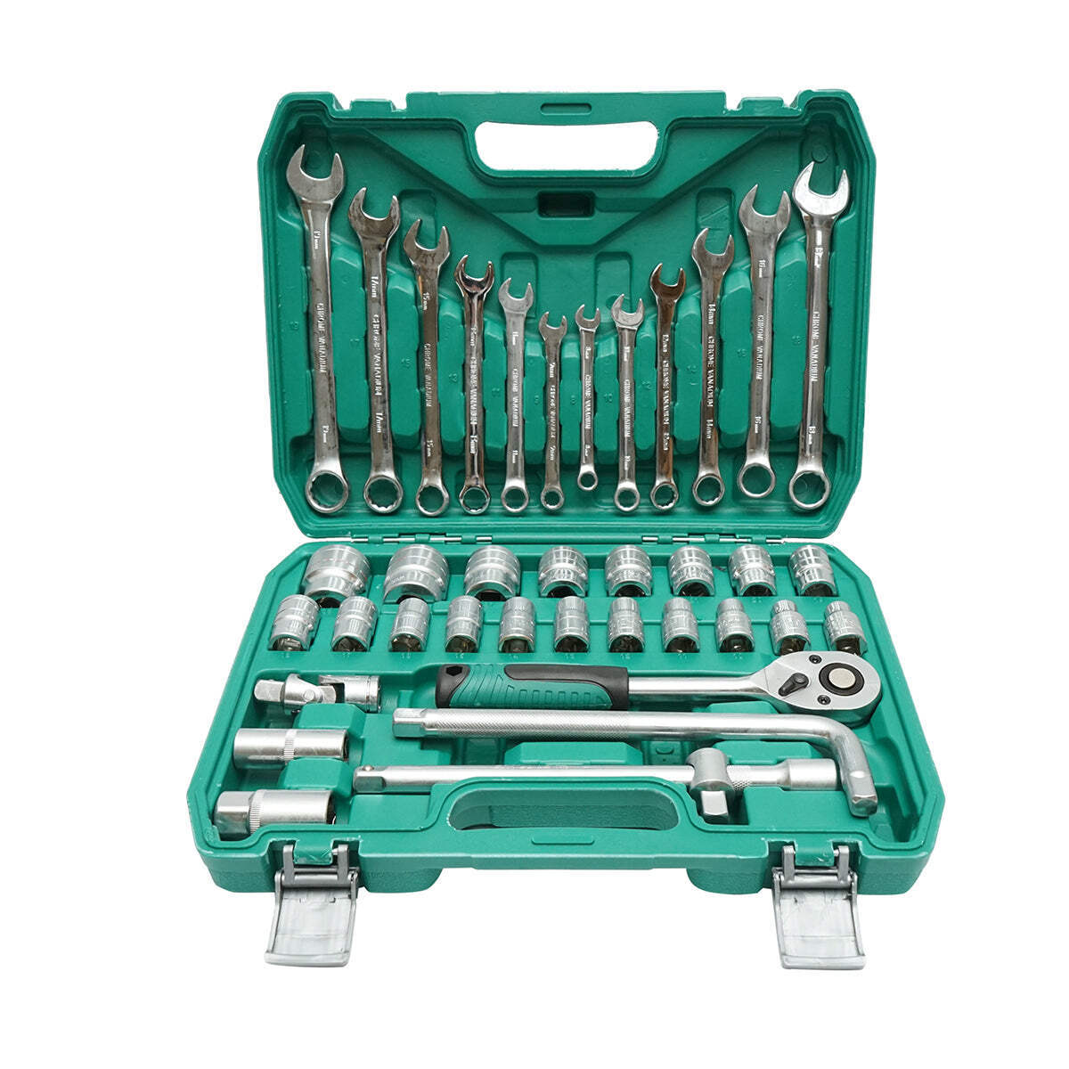 Set di chiavi tubolari 8-32mm e chiavi fisse combinate 8-19mm, con cricchetto, 38 pezzi, Breckner Germany