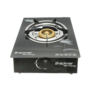 Fornello a gas, piano cottura con un bruciatore in ghisa 2,5KW vetro temperato 400x300x90mm, Fornello a gas Campeggio Camper Giardino Breckner Germany