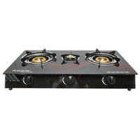Fornello a gas, piano cottura con 3 bruciatori in ghisa 2,5KW vetro temperato 700x380x94mm, Fornello a gas Campeggio Camper Giardino Breckner Germany