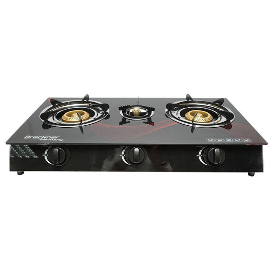 Fornello a gas, piano cottura con 3 bruciatori in ghisa 2,5KW vetro temperato 700x380x94mm, Fornello a gas Campeggio Camper Giardino Breckner Germany