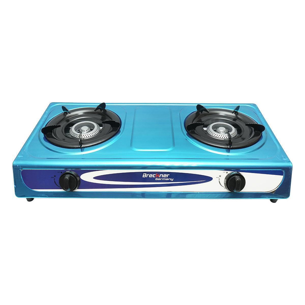 Fornello a Gas, 2 Bruciatori in Ghisa, 2,5 KW, Acciaio Inox, Fornello a gas Campeggio Camper Giardino Breckner Germany