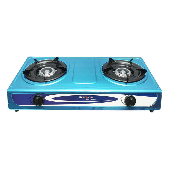 Fornello a Gas, 2 Bruciatori in Ghisa, 2,5 KW, Acciaio Inox, Fornello a gas Campeggio Camper Giardino Breckner Germany